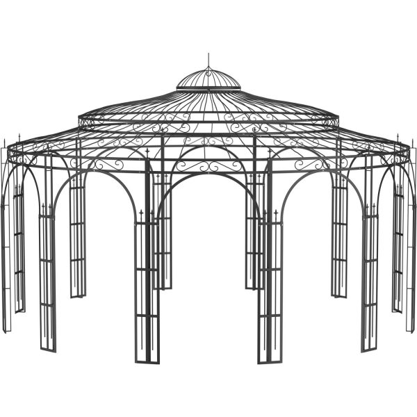 Eleo Pavillon Toskana 340 cm x Ø 550 cm Pulverbeschichtet Schwarz