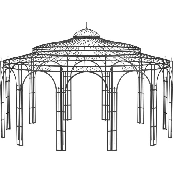 Eleo Pavillon Toskana 340 cm x Ø 550 cm Pulverbeschichtet Schwarz