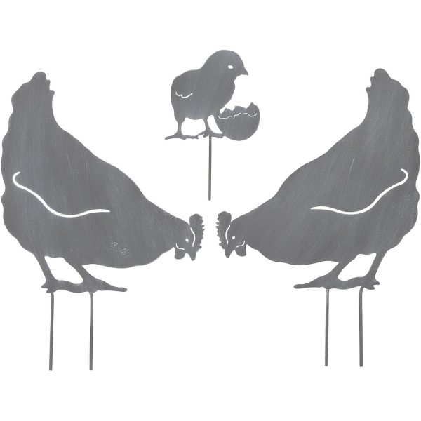 Gartenstecker Huhn Grau 3 Stück 24 x 34 cm (LxH)