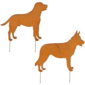 Gartenstecker Hund Rost Sortiment 2 - 54 x 56 cm (LxH)
