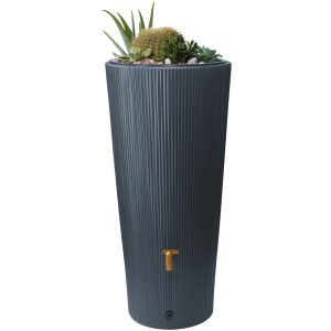 4rain Regenspeicher Vaso Decor 2in1 inkl. Pflanzschale 220 l Graphite Grey