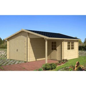 Alpholz Garage Kalmar-44 ISO Naturbelassen B 520 cm x T 568 cm