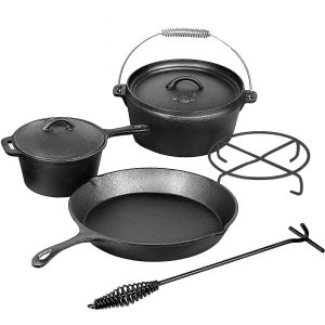 El Fuego Dutch-Oven-Set Gusseisen 5-tlg. Schwarz