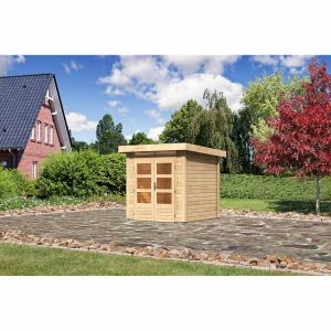 Karibu Holz-Gartenhaus/Gerätehaus Kumla Natur Pultdach Unbehandelt 200 cm x 200 cm