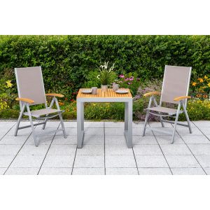 Gartenmöbel-Set Naxos 3-tlg. Grau inkl. Klappsessel 65 cm x 59 cm