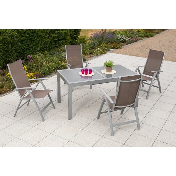 Gartenmöbel-Set Carrara 5-tlg. Taupe inkl. Ausziehtisch