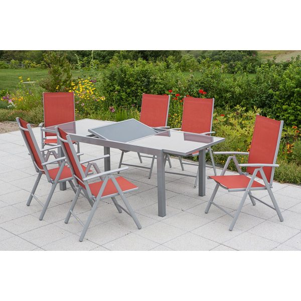 Merxx Gartenmöbel-Set Amalfi 7-tlg. Terracotta mit Ausziehtisch 140/200 x 90 cm