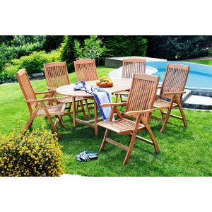 Gartenmöbel-Set Maracaibo 7-tlg. Braun inkl. Tisch 120/170 cm x 100 cm