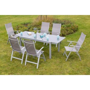 Gartenmöbel-Set Carrara 7-tlg. Diamantbraun inkl. Tisch 160/220 cm x 90 cm