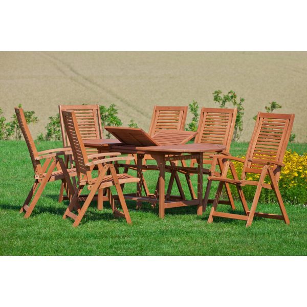 Gartenmöbel-Set Cordoba 7-tlg. Braun inkl. Tisch 120/170 cm x 100 cm