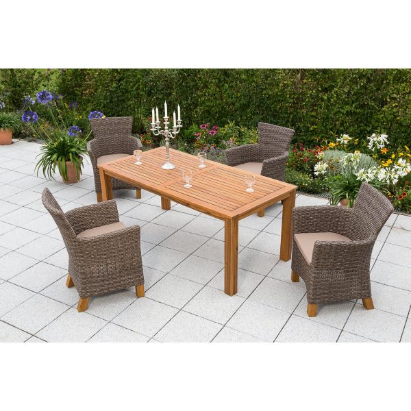 Merxx Gartenmöbel-Set Toskana 9-tlg. Natur inkl. Tisch 185 cm x 90 cm