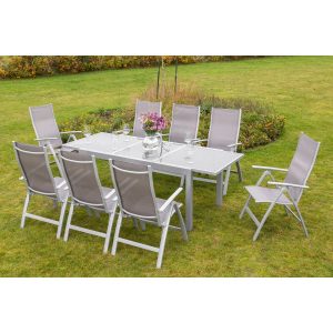 Merxx Gartenmöbel-Set Carrara 9-tlg. Diamantbraun inkl. Tisch 160/220 cm x 90 cm