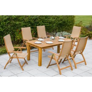 Gartenmöbel-Set Capri 7-tlg. Natur inkl. Doppelausziehtisch