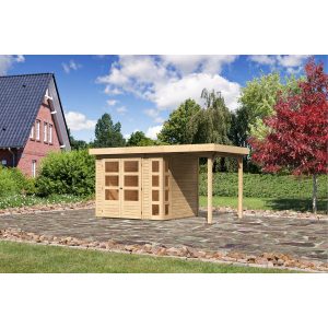 Karibu Holz-Gartenhaus/Gerätehaus Sölve Natur Flachdach Unbehandelt 238 cm x 213 cm