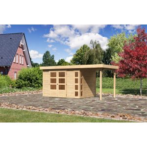 Karibu Holz-Gartenhaus/Gerätehaus Sölve Natur Flachdach Unbehandelt 298 cm x 213 cm