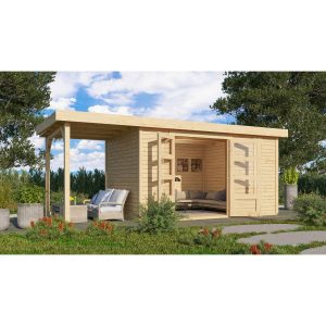 Karibu Holz-Gartenhaus/Gerätehaus Retola Natur Flachdach Unbehandelt 298 cm x 213 cm