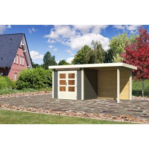 Karibu Holz-Gartenhaus/Gerätehaus Kumla Terragrau Pultdach Lackiert 244 cm x 204 cm