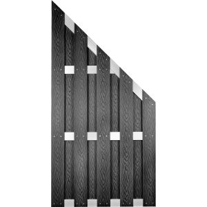 T & J WPC-Sichtschutzzaun Dalian Ecke Alu/Anthrazit gebürstet 90 x 180/90 cm
