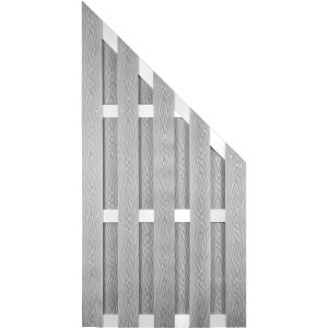 T & J WPC-Sichtschutzzaun Dalian Ecke Alu/Grau gebürstet 90 x 180/90 cm