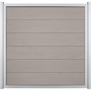 GroJaViento Zaunelement Bi-Color Sand 180 x 180 cm Rahmen: Silber