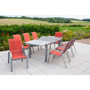 Merxx Gartenmöbel-Set Amalfi 9-tlg. Terracotta mit Ausziehtisch 160/220 x 90 cm