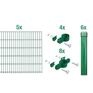 Metallzaun Grund-Set Einstabmatte Grün z. Einbetonieren 125 cm x 1000 cm