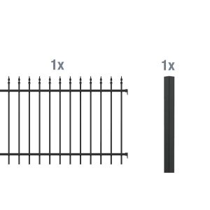 Metallzaun Anbau-Set Chaussee Schwarz z. Einbetonieren 100 cm x 200 cm
