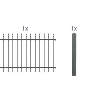 Metallzaun Anbau-Set Chaussee Anthrazit z. Einbetonieren 100 cm x 200 cm