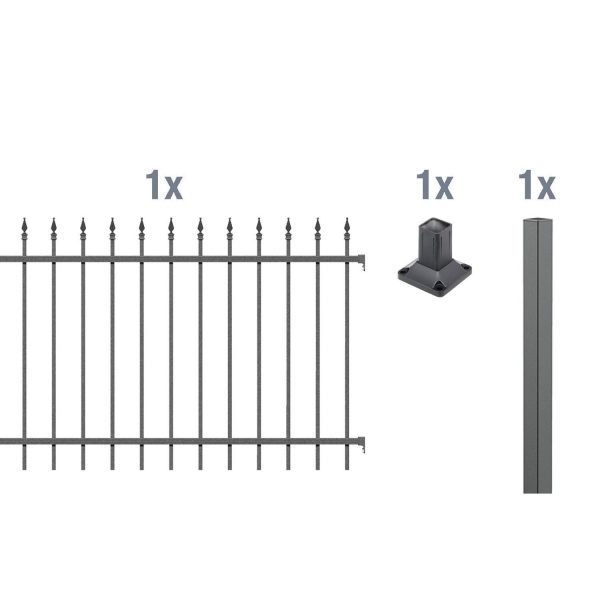 Metallzaun Anbau-Set Chaussee Anthrazit z. Aufschrauben 120 cm x 200 cm