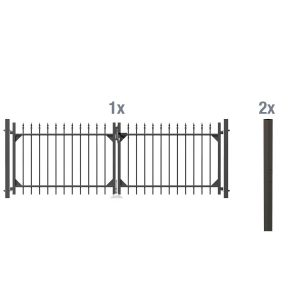 Metallzaun Doppeltor-Set Chaussee Anthrazit z. Einbetonieren 120 cm x 301 cm