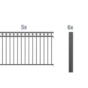 Metallzaun Grund-Set Circle Anthrazit z. Einbetonieren 120 cm x 1000 cm