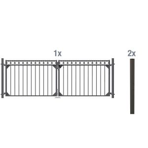 Metallzaun Doppeltor-Set Circle Anthrazit z. Einbetonieren 120 cm x 301 cm