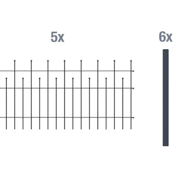 Metallzaun Grund-Set Madrid Anthrazit z. Aufschrauben 100 cm x 1000 cm
