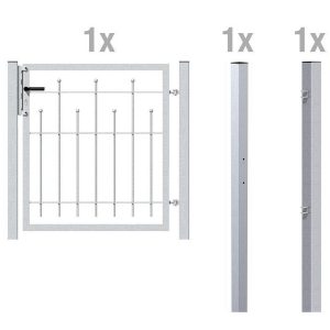 Metallzaun Einzeltor-Set Madrid verzinkt z. Einbetonieren 100 cm x 100 cm cm