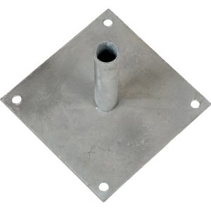 Bodenplatte für Einstabmattenzaun zu Pfosten Feuerverzinkt Ø 34 mm 20 cm x 20 cm