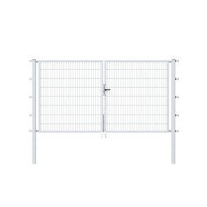 Metallzaun Doppeltor für Doppelstabmatte verzinkt z. Einbeton. 80 cm x 300 cm