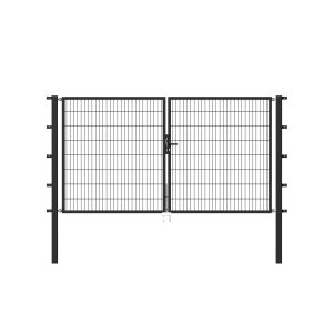 Metallzaun Doppeltor für Doppelstabmatte Anthrazit z. Einbeton. 80 cm x 250 cm