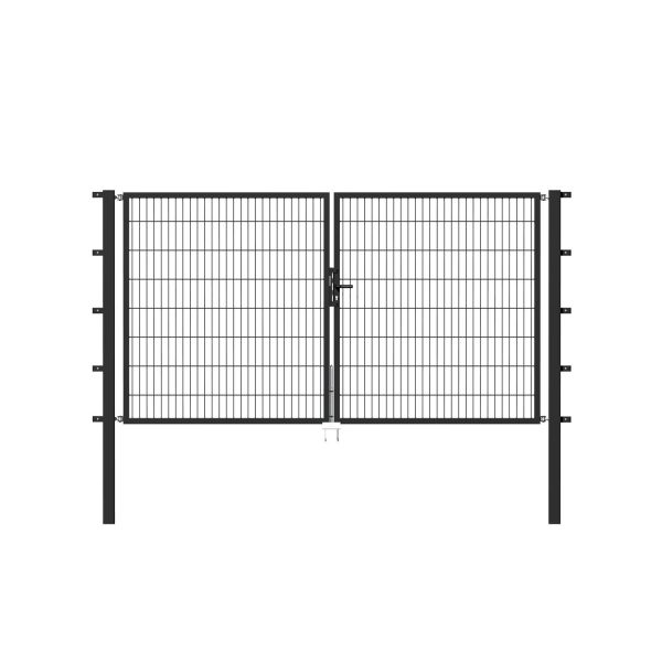 Metallzaun Doppeltor für Doppelstabmatte Anthrazit z. Einbeton. 140 cm x 300 cm