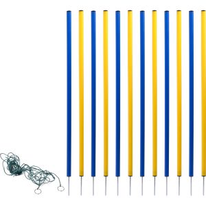 Dobar 12-teiliges Agility Slalom Set 12 Stangen Abstandsschnur inkl. Tragetasche