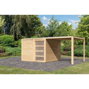 Karibu Holz-Gartenhaus/Gerätehaus Cuadrado Natur Flachdach Unbehandelt 272 cm x 272 cm