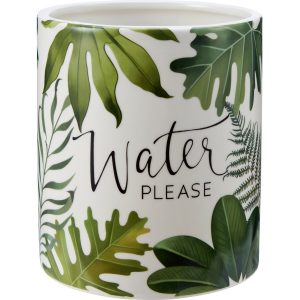 Pflanztopf Keramik Blätter Ø 13 cm Grün Water Please
