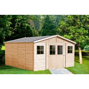 Timbela Gartenhaus/Gerätehaus Holz M330F+M330G 16m² mit Fenstern und Boden