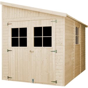 Timbela Anbau-Gartenhaus/Gerätehaus Holz M339A+M339G 6 m² mit Seitenwand und Boden