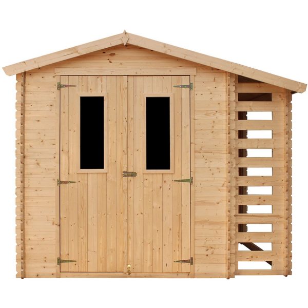 Timbela Gartenhaus/Gerätehaus Holz  mit Brennholzregal M386C+M386G 4