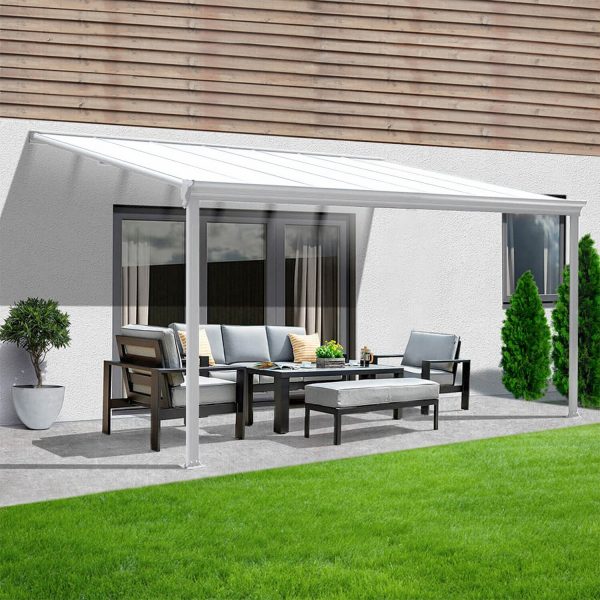 Home Deluxe Terrassenüberdachung Solis Alu 312 x 303 x 226 / 278 cm Weiß