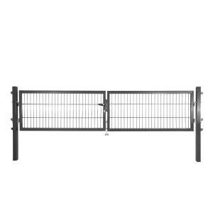 Solid Doppeltor Stahl Anthrazit mit Füllung für Stabmatte 75 cm x 300 cm