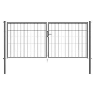 Metallzaun Doppeltor für Einstabmatte Anthrazit z. Einbetonieren 299 cm x 125 cm