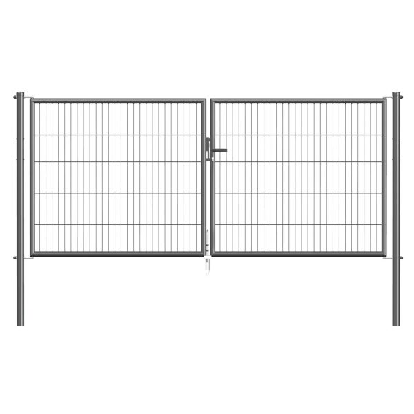 Metallzaun Doppeltor für Einstabmatte Anthrazit z. Einbetonieren 299 cm x 125 cm