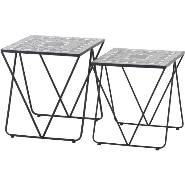 Siena Garden Beistelltisch-Set Como 2-tlg. 51 x 51 x 56 + 46 x 46 x 51 cm Grau