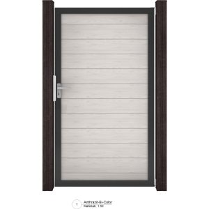 GroJa Solid Steckzaun Tor Universal-DIN Bi-Color Sand-Anthrazit 100 cm x 180 cm